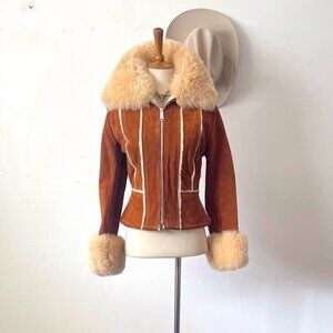 AmBe Vintage Suede and Sheepskin Jacket M